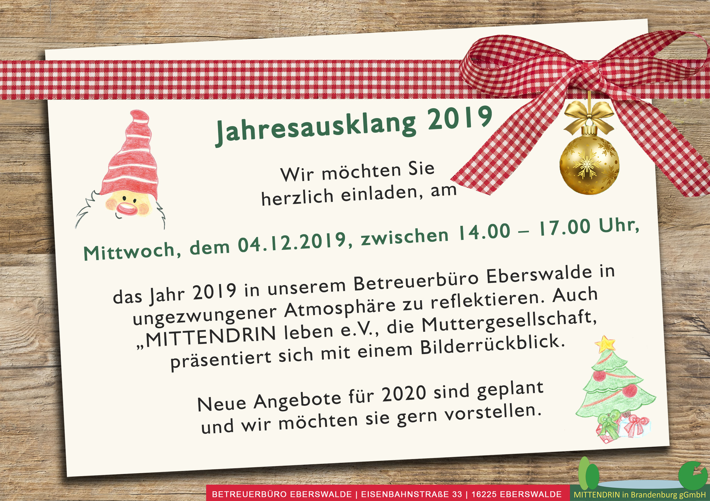 Einladung Jahresausklang Eberswalde